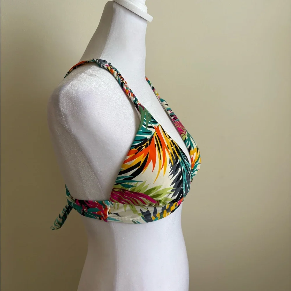 Small Shade & Shore Leaf Tropical Print Longline Bikini Top